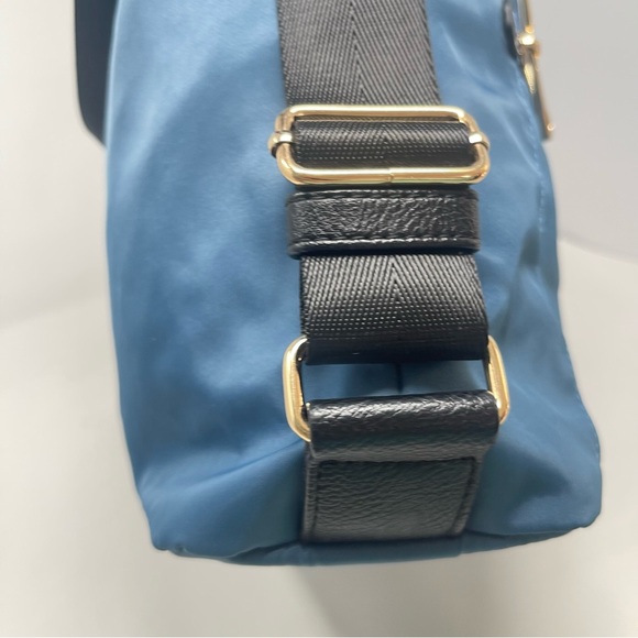 Vintage Blue Convertible Backpack, Large Nylon Shoulder Bag | Sondra Roberts - Picture 4 of 14